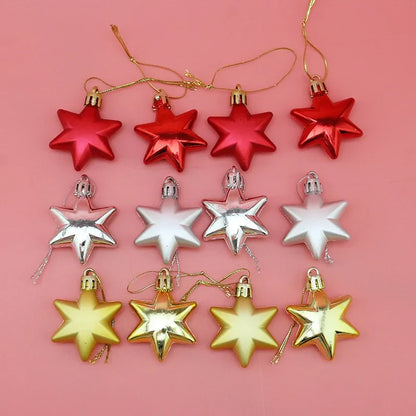 Sterren Kersthangers – Set van 12 Decoratieve Sterren van 5 cm
