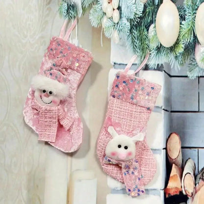 Roze Kerstsokken Rosalie – Set van 3 Decoratieve Kerstlaarzen