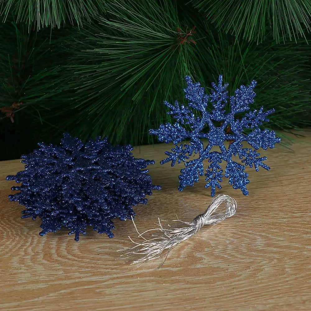 Winterglans Sneeuwvlokken – Set van 12 Glitter Kerstboomornamenten