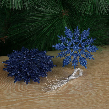 Winterglans Sneeuwvlokken – Set van 12 Glitter Kerstboomornamenten