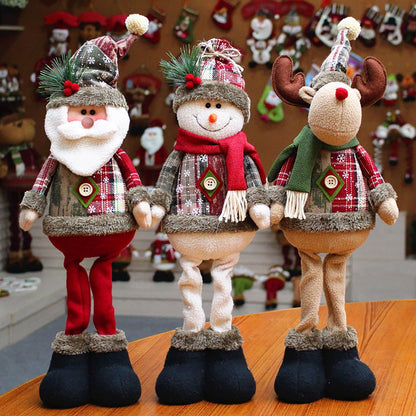 Kerstfiguren Set – 3 Decoratieve Kerstpoppen met Kerstman en Rendier