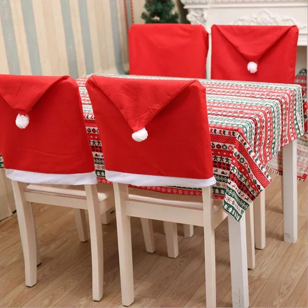 Kerstman Stoelhoes Rood-Wit, Kerstdecoratie voor Eetkamerstoelen