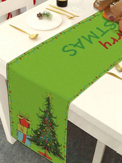 Kerst Tafelloper – Feestelijke Tafelversiering met Speels Boommotief