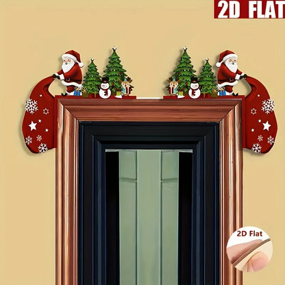 Kerstvaro – Houten Kerstman Deurdecoratie Set van 2 Stuks