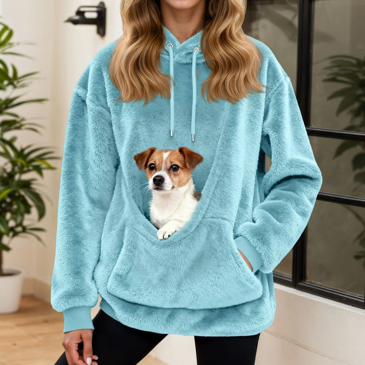 Knuffelzak Fleece Hoodie met Buikzak voor Kleine Huisdieren