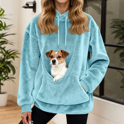 Knuffelzak Fleece Hoodie met Buikzak voor Kleine Huisdieren