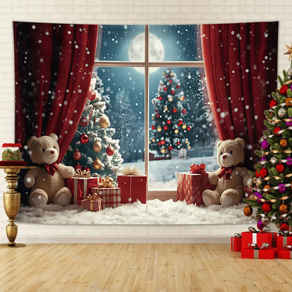 Kerstknuffel Wandtapijt – Feestelijke Kerstdecoratie met Beren