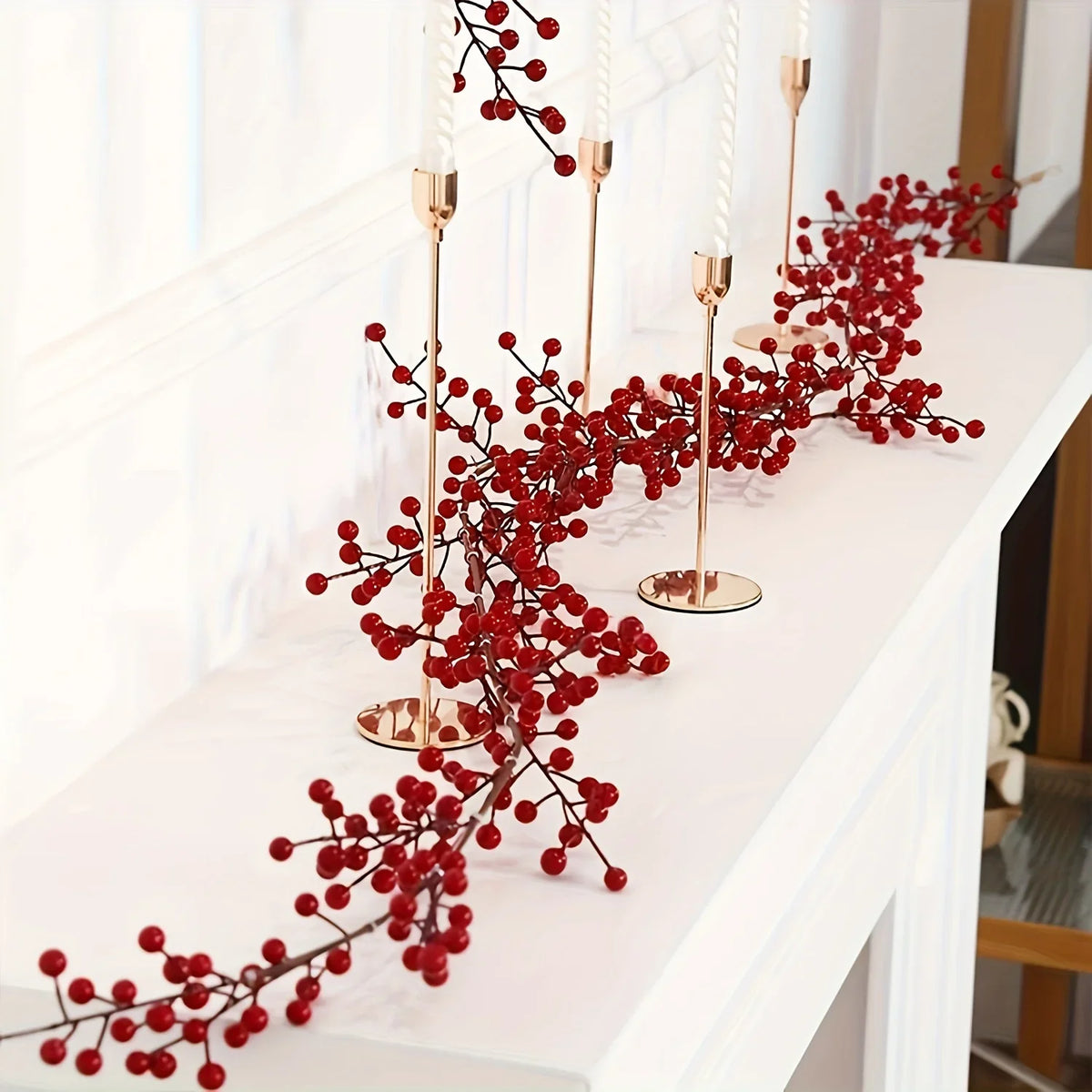Rode Feestslinger – Decoratieve Kerstslinger van 190 cm met Rode Bessen