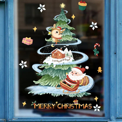 Raamdecoratie - Feestelijke decoratie met kerstman en dieren voor een gezellige kerst