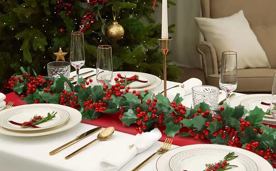 Kerstslinger – 2 Meter Feestelijke Decoratie met Bessen en Bladeren