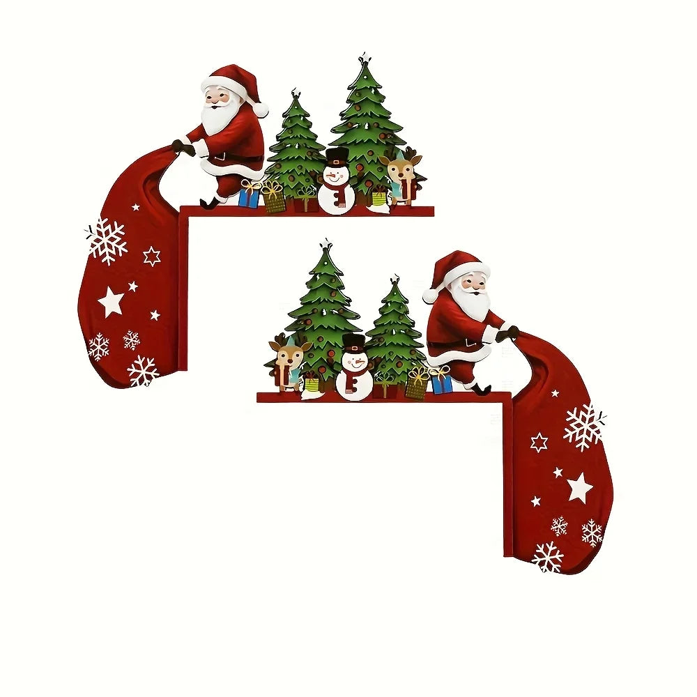 Kerstvaro – Houten Kerstman Deurdecoratie Set van 2 Stuks