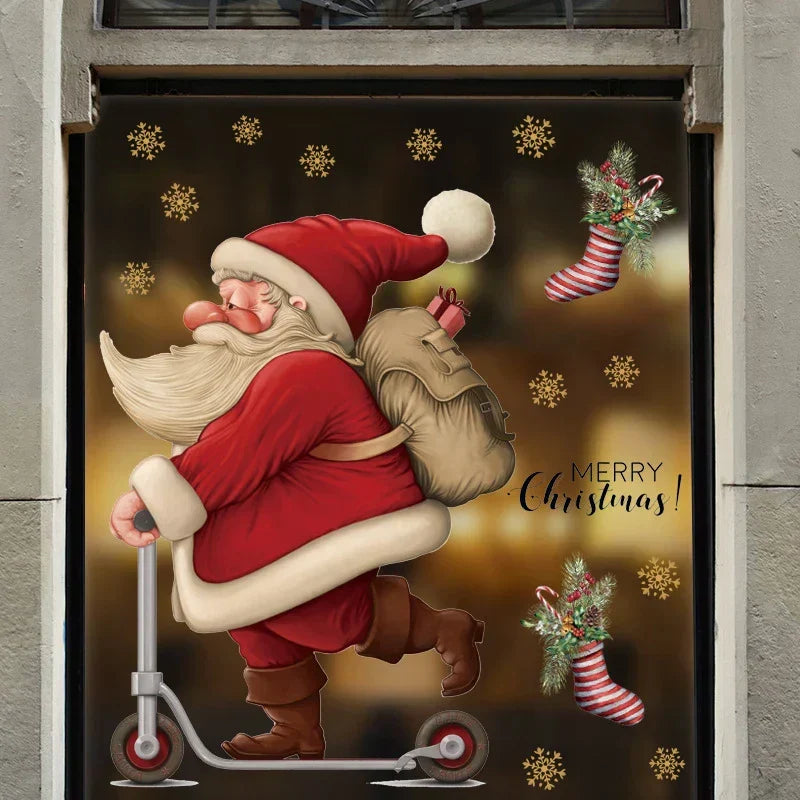 Raamdecoratie - Feestelijke decoratie met kerstman en dieren voor een gezellige kerst