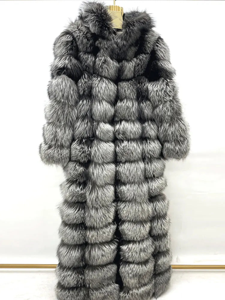Dames Lange Winterjas met Capuchon – Gelaagd Design