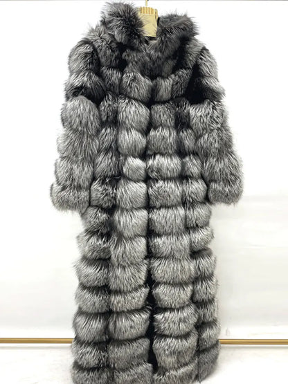 Dames Lange Winterjas met Capuchon – Gelaagd Design