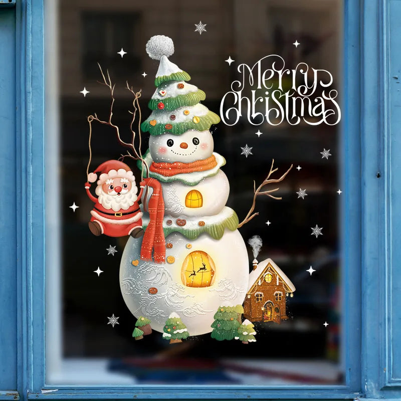 Raamdecoratie - Feestelijke decoratie met kerstman en dieren voor een gezellige kerst