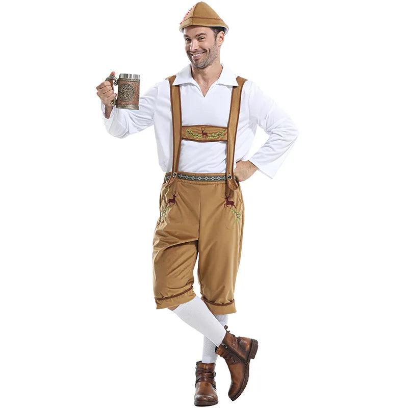 Heren Oktoberfest Kostuum Compleet met Salopette, Shirt en Hoed