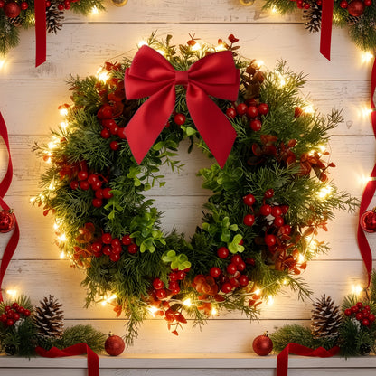 Kerstkrans Rode Bessen – 35 cm Feestelijke Deur- en Wanddecoratie