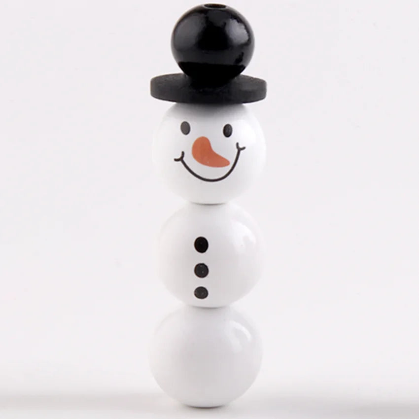 Sneeuwmira – Houten Kerstsneeuwpop met Kralen als Decoratie