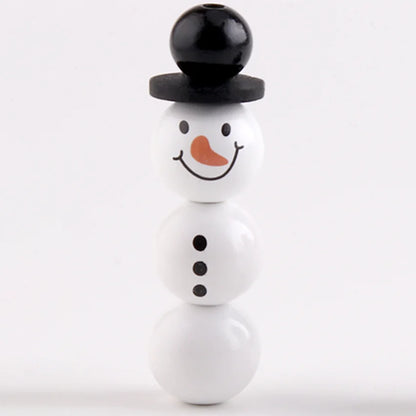 Sneeuwmira – Houten Kerstsneeuwpop met Kralen als Decoratie