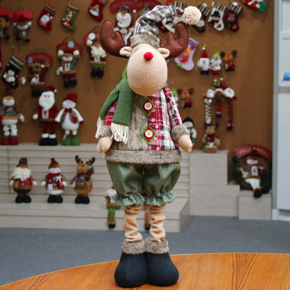 Kerstfiguren Set – 3 Decoratieve Kerstpoppen met Kerstman en Rendier