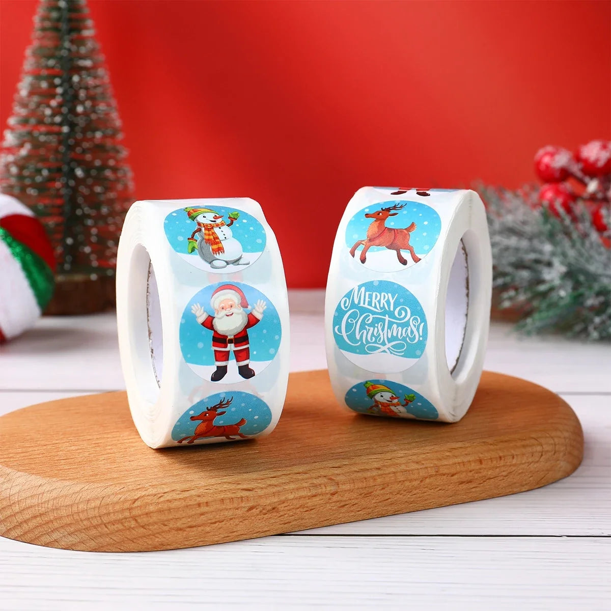 Sneeuwpret Kerststickers met Sneeuwmanontwerpen voor Feestdecoratie