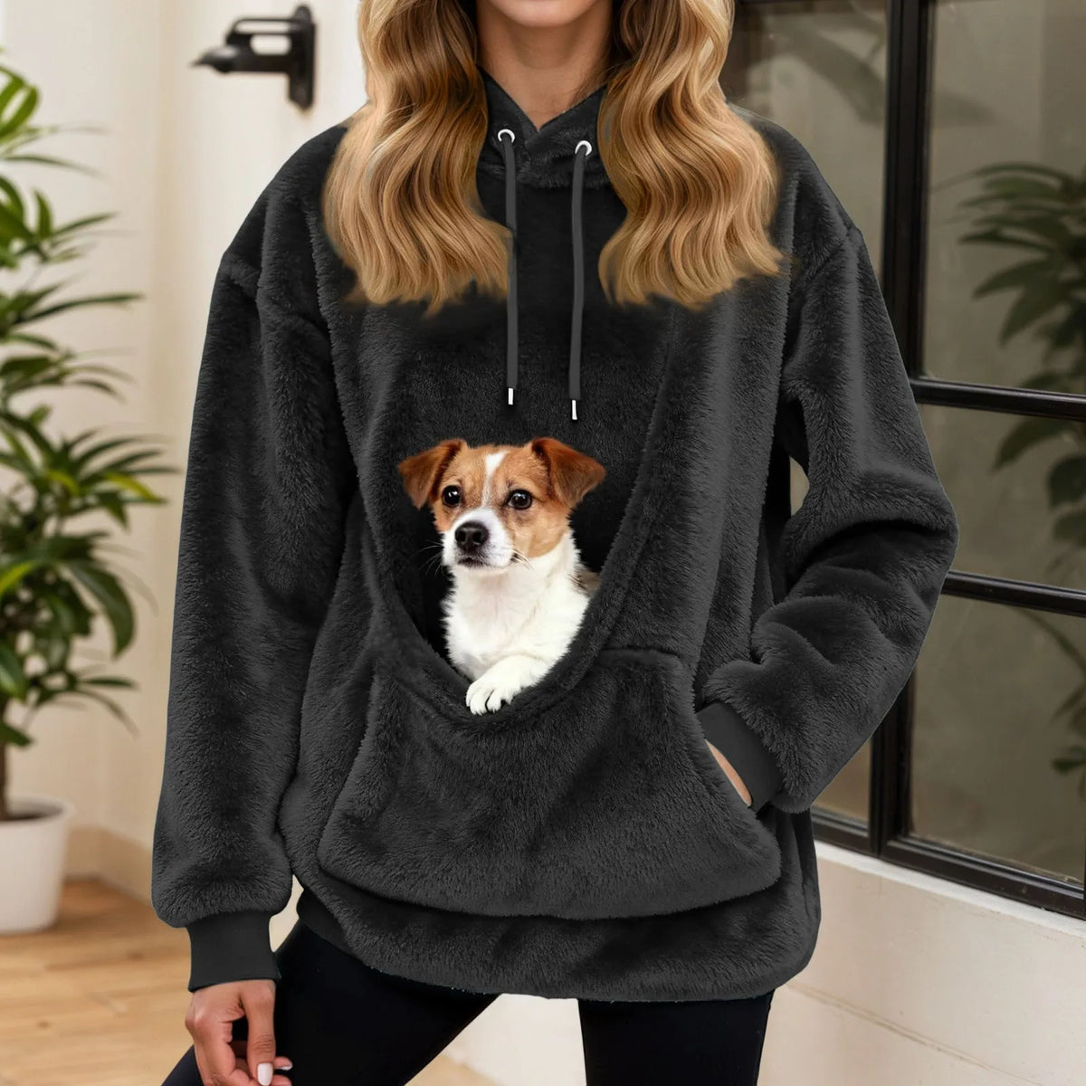 Knuffelzak Fleece Hoodie met Buikzak voor Kleine Huisdieren