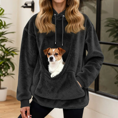 Knuffelzak Fleece Hoodie met Buikzak voor Kleine Huisdieren