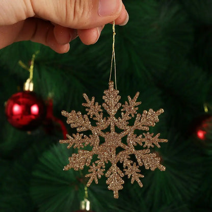 Winterglans Sneeuwvlokken – Set van 12 Glitter Kerstboomornamenten