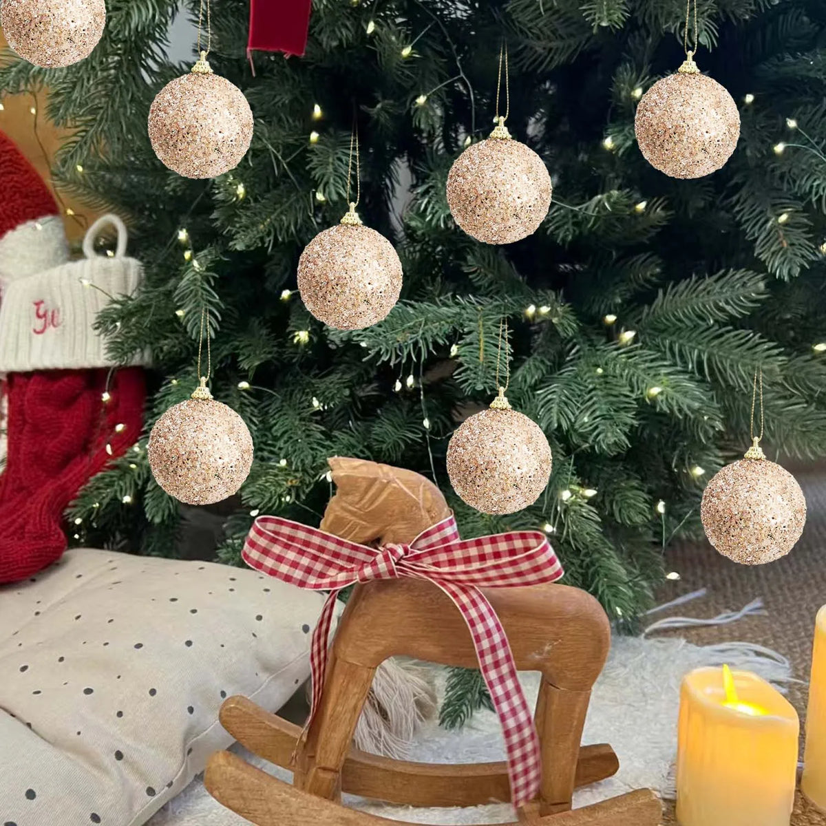 Glitter Kerstballen Set – Kerstboomversiering van 6 cm