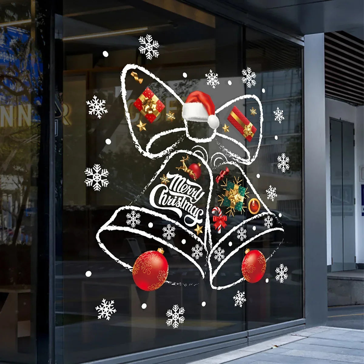 Kerstraamstickers Klokkenfeest met decoratief belontwerp