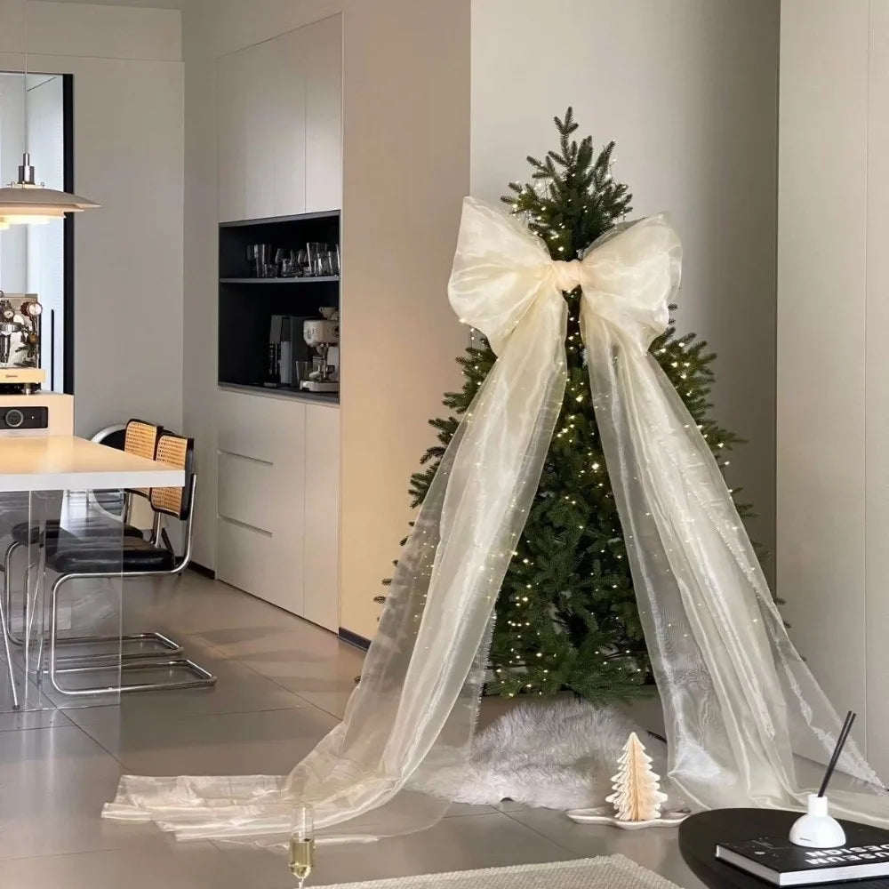 Parelschitter – Grote Parelmoer Kerststrik voor Kerstboom en Feestdecoratie