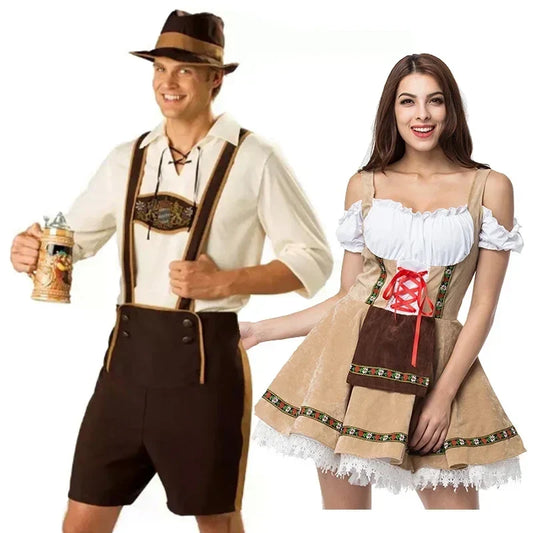 Oktoberfeest verkleedkleding in bruin en beige voor heren en dames