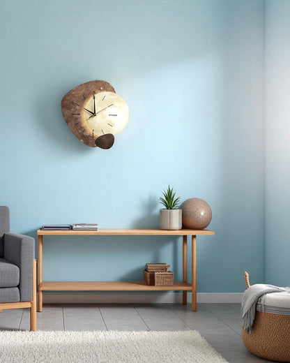 Maantijd Wandklok – Moderne Asymmetrische Klok met Licht