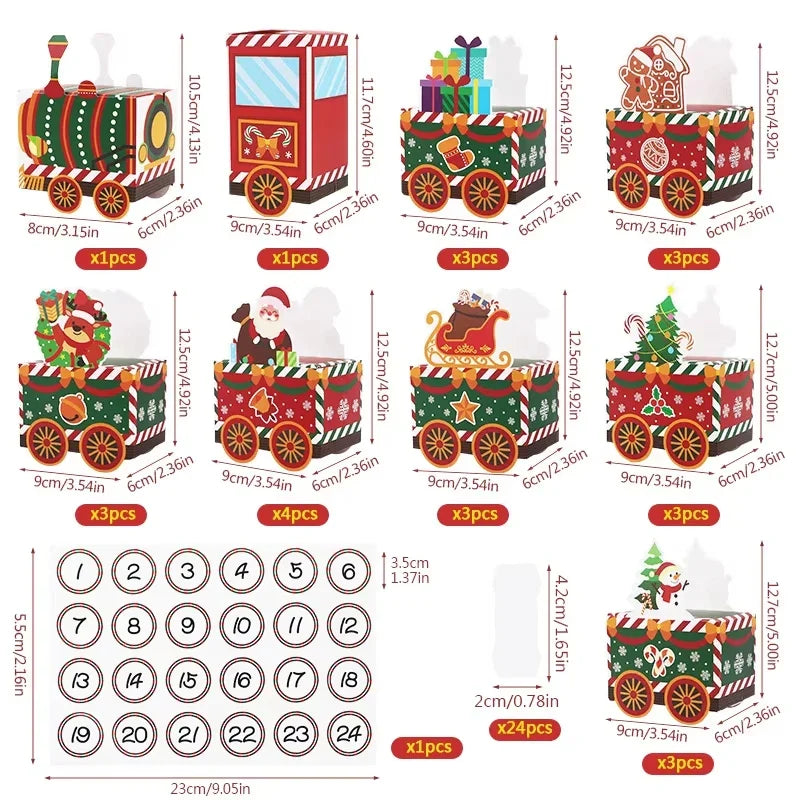 Adventella – Set van 24 Adventskalenderdoosjes voor Kerstmis