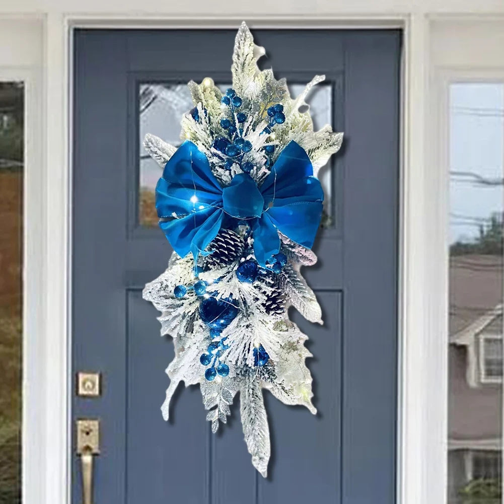 Roodgoudgloed – Kerstkrans 45 cm met Bessen, Dennenappels en LED-optie