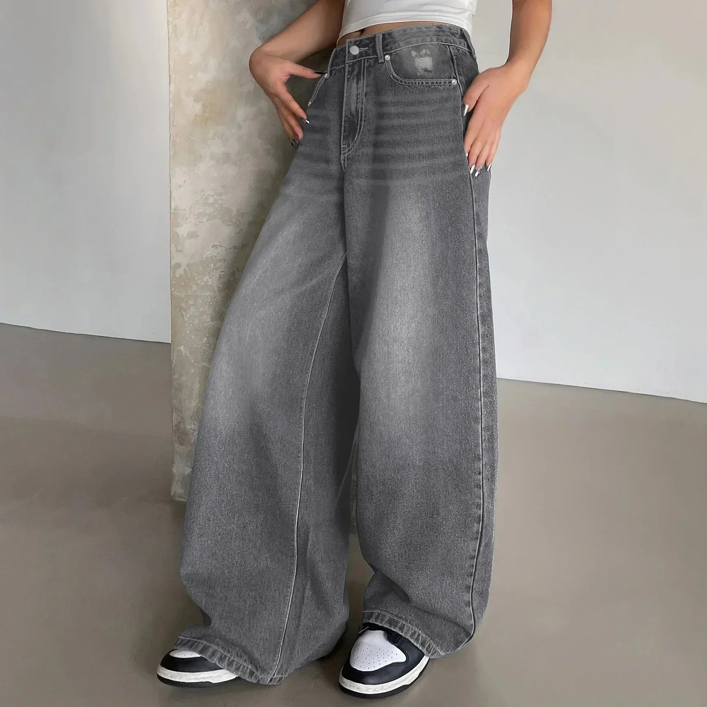 Luna Dames Baggy Wide Leg Jeans – Hoge Taille & Extra Wijde Pijpen