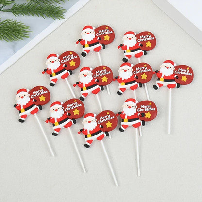 Kerstman Cake Toppers Set van 5 voor Cupcakes en Kerstgebak