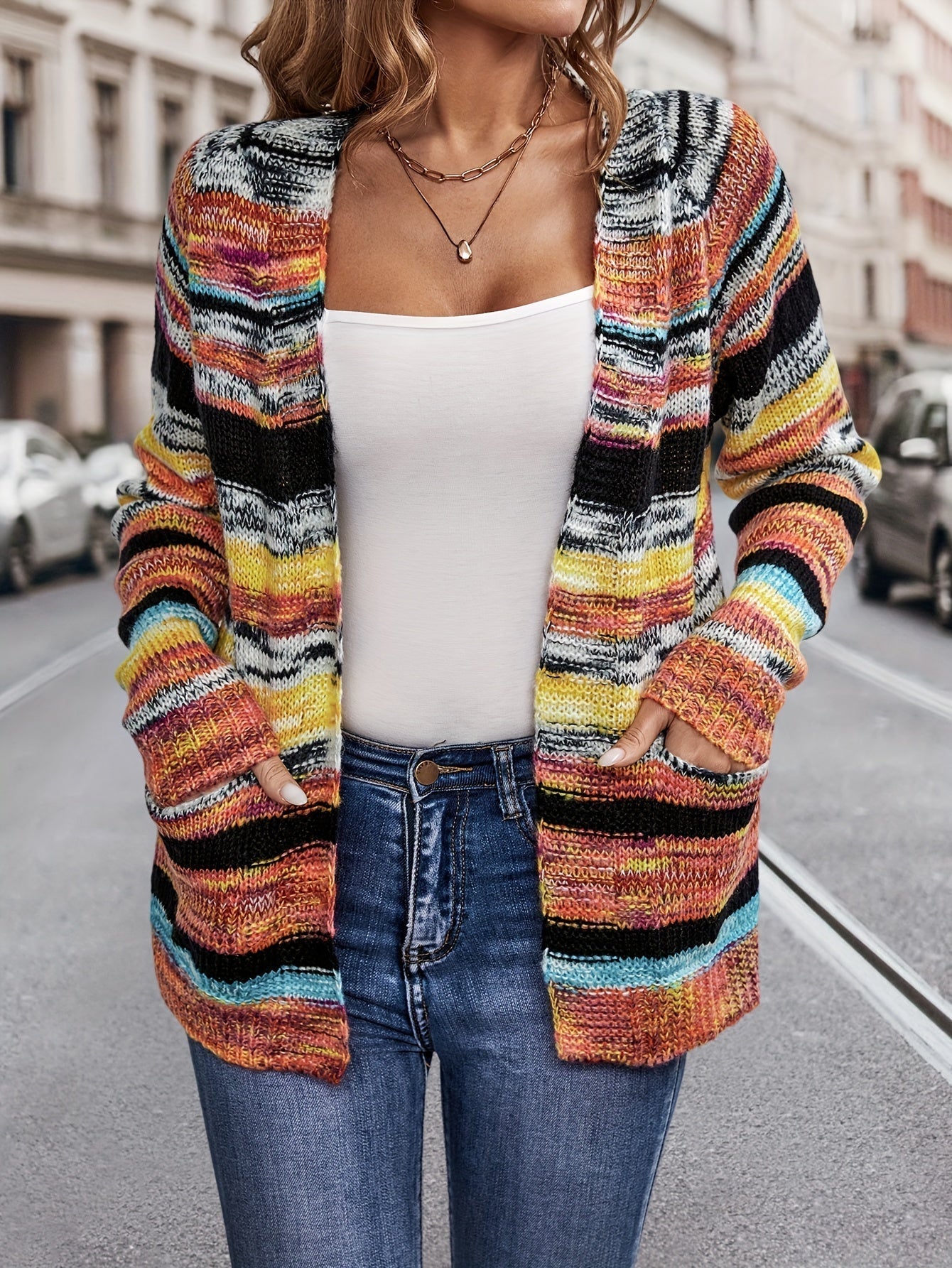Dames Cardigan Livia – Gebreid Meerkleurig Oversized