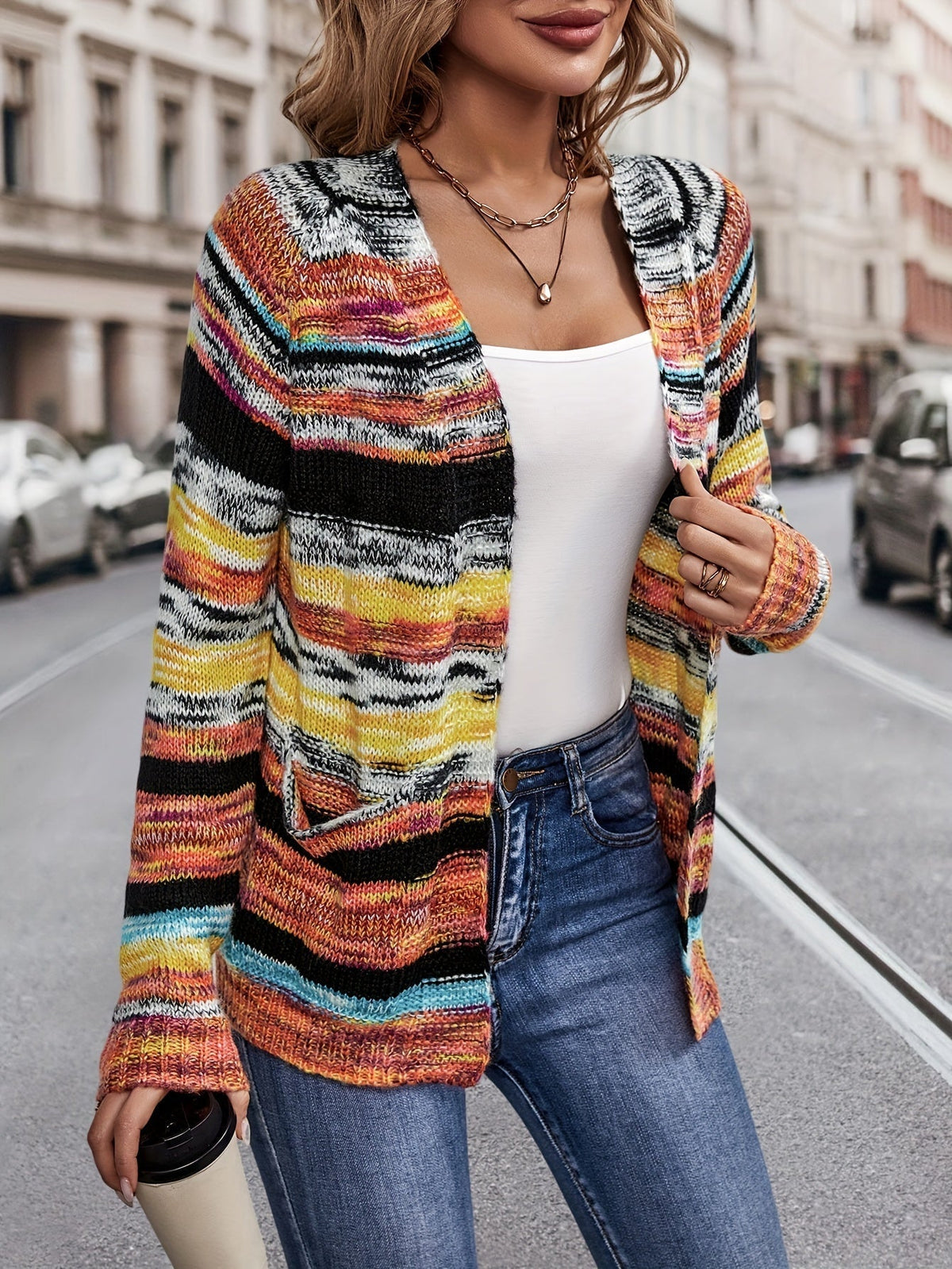 Dames Cardigan Livia – Gebreid Meerkleurig Oversized