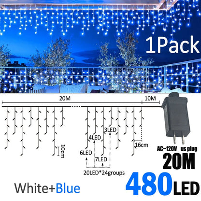 IJslicht Aurora – LED IJspegel Kerstverlichting 20 m met 480 LED's