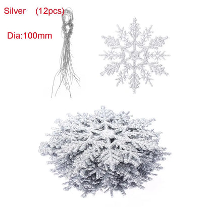 Winterglans Sneeuwvlokken – Set van 12 Glitter Kerstboomornamenten
