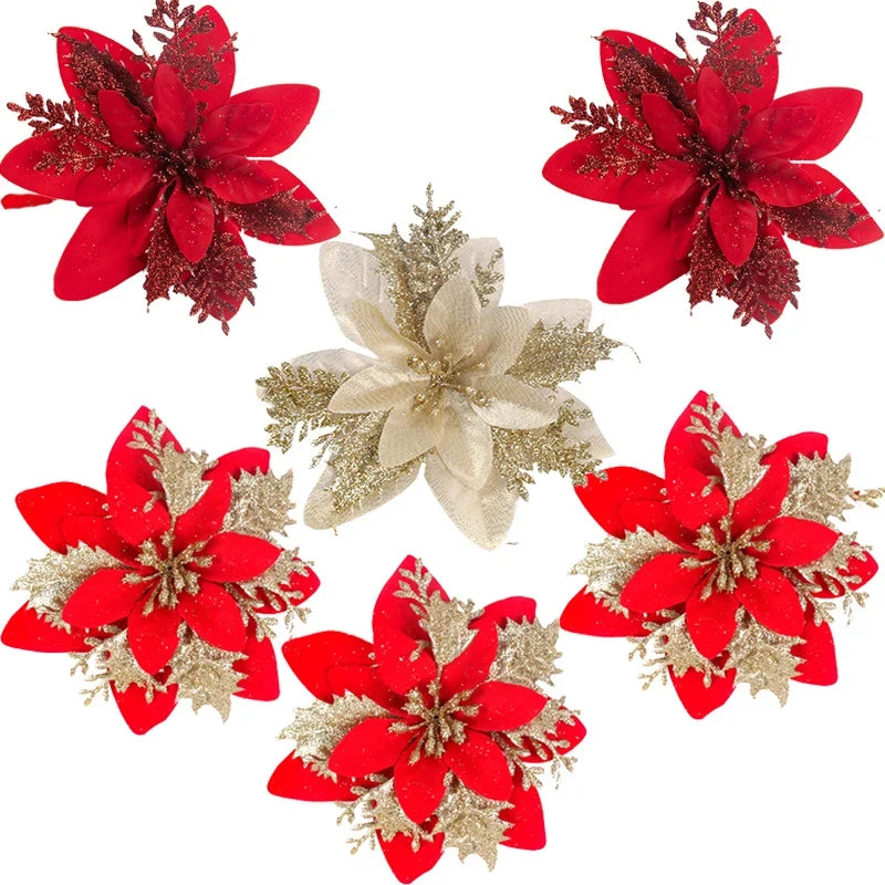 Goudglans – Glitter Kerstbloemen voor Kerstboom en Woondecoratie