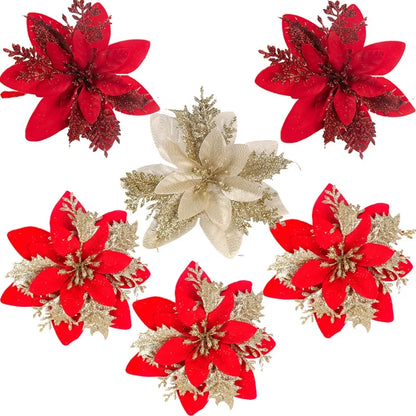 Goudglans – Glitter Kerstbloemen voor Kerstboom en Woondecoratie