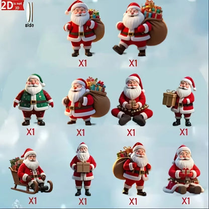 Houten Kerstman Hangers Kerstmanora – Set van 10 Kerstdecoraties