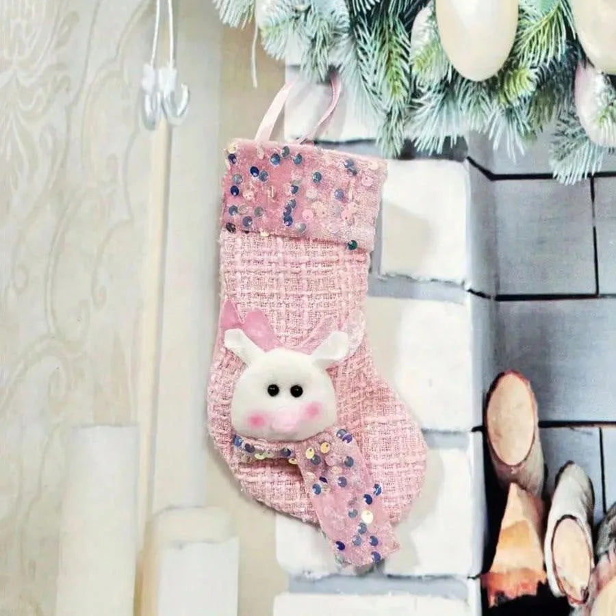Roze Kerstsokken Rosalie – Set van 3 Decoratieve Kerstlaarzen