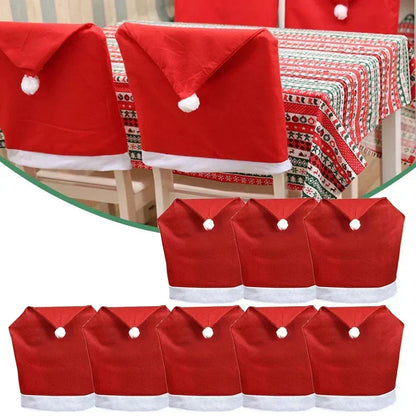 Kerstman Stoelhoes Rood-Wit, Kerstdecoratie voor Eetkamerstoelen