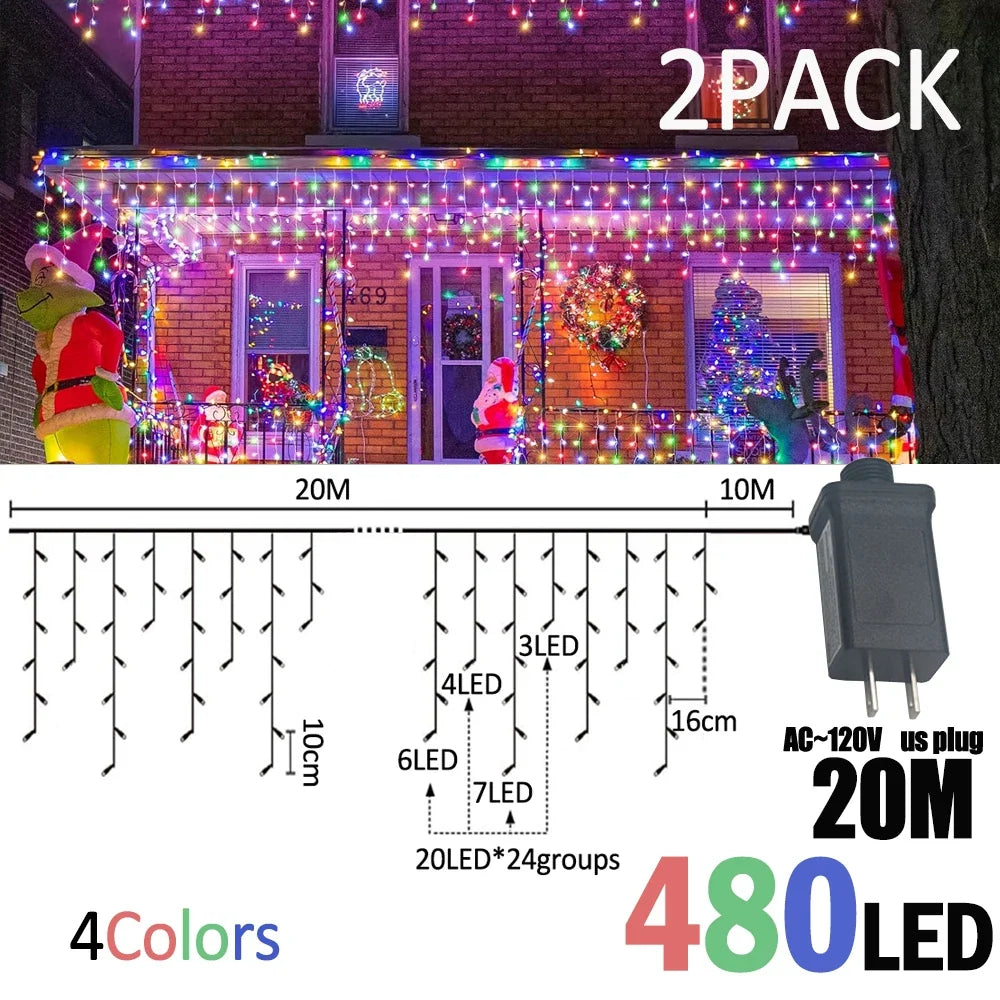IJslicht Aurora – LED IJspegel Kerstverlichting 20 m met 480 LED's
