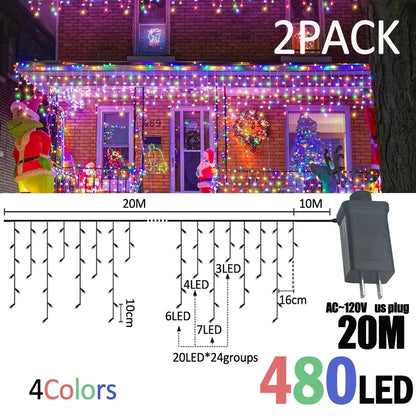 IJslicht Aurora – LED IJspegel Kerstverlichting 20 m met 480 LED's