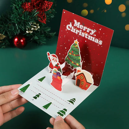 3D Kerstkaarten – Kerstman Wenskaarten met Enveloppen