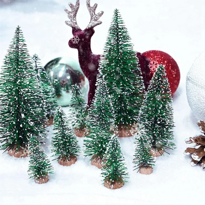 Frostelle – Set van 25 Miniatuur Kerstbomen met Kunstsneeuw